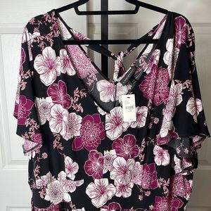 Women’s Lane Bryant’s Plus Size Maxi dress NWT SZ 26/28 flutter sleeves back tie